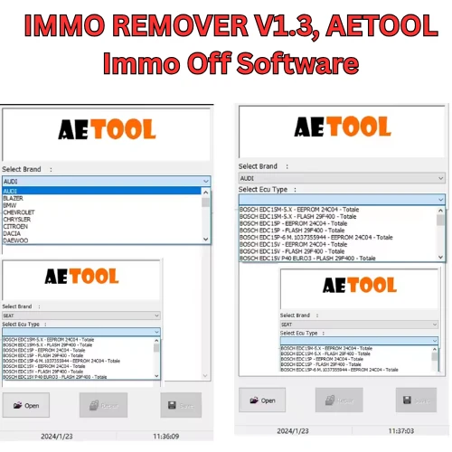 IMMO REMOVER V1.3, AETOOL Immo Off Software, EEPROM Off Tool, Virginize ECU Dump, Decode ECU, Calculate PIN, IMMO Remover, ECU Virgin Tool