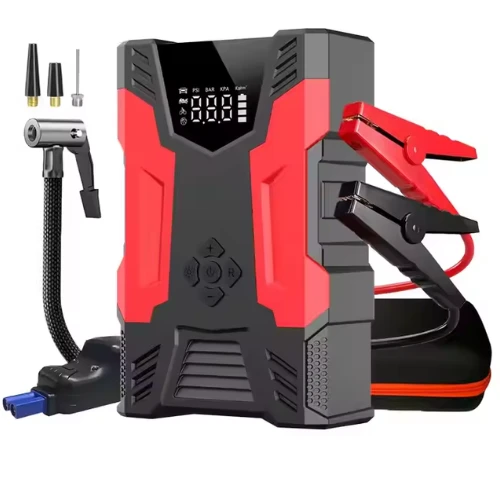 Advanced 4-in-1 12V Car Jump Starter with Built-in Air Compressor – High-Power Battery Booster Pack, Power Bank & Emergency Air Pump for All Vehicles
