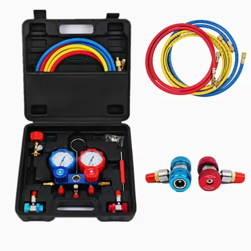 Air Conditioning R1234YF Manifold Gauge Set with 72-Inch Color-Coded Hoses – HVAC Refrigerant Service Tool